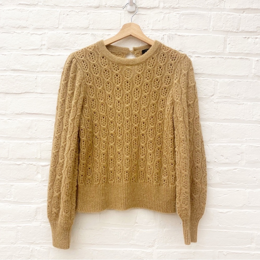 J.Crew || Balloon Sleeve‎ Cable Knit Alpaca Blend Sweater Pale Clay Tan XS